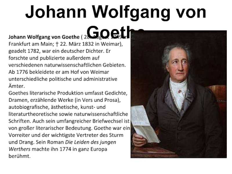 Иоганн вольфганг гёте (1749–1832). 100 великих писателей