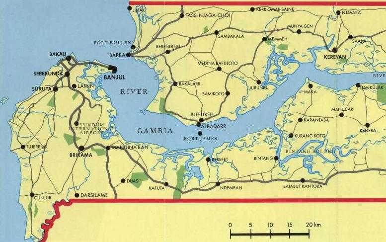 Гамбия - африканская страна - побережье атлантики