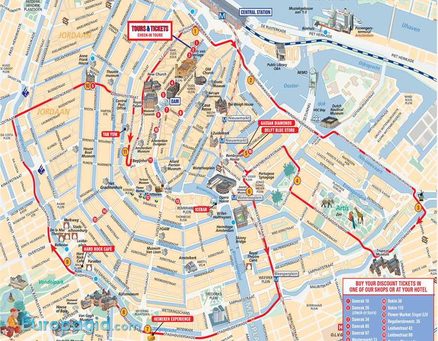 Подробная карта амстердама на русском языке, карта амстердама с достопримечательностями и отелями