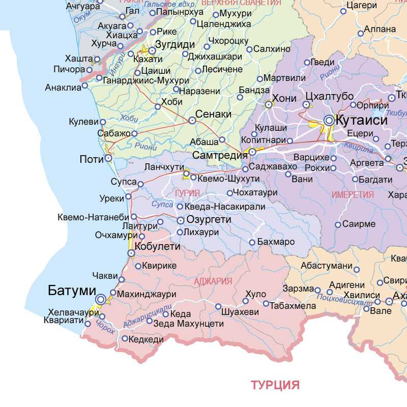 Карта грузии с достопримечательностями на русском языке