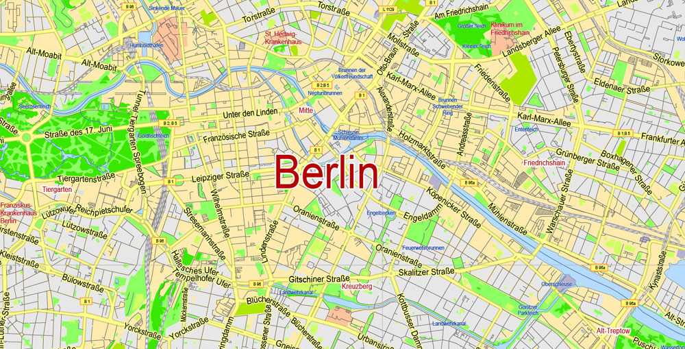 Карта берлина (германия) на русском языке с улицами