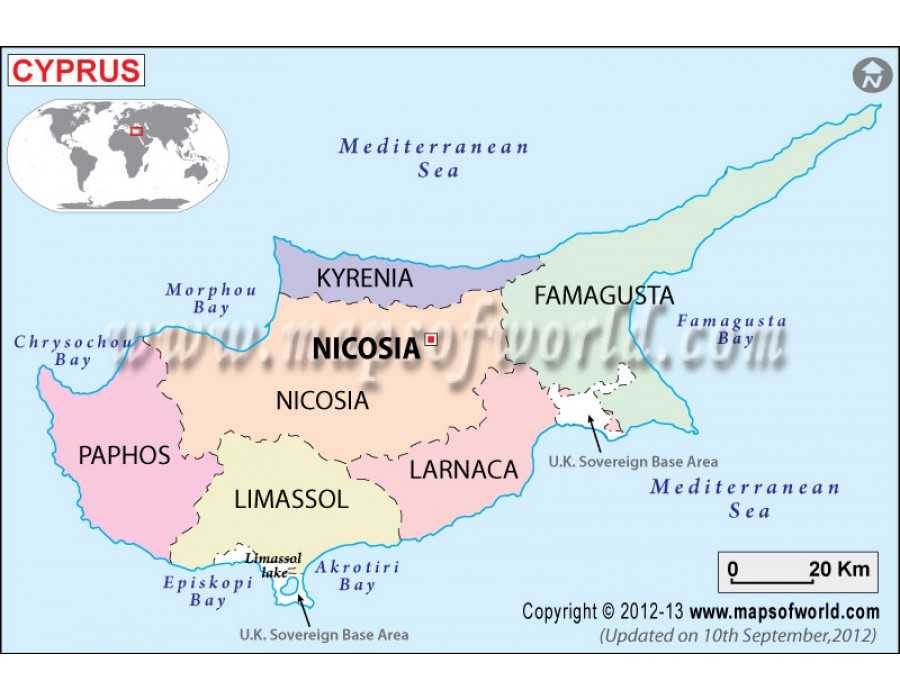 Кипр на карте мира, история острова и города-курорты