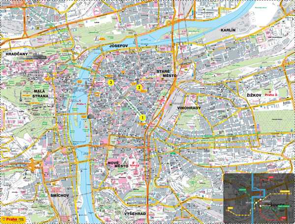 Подробная карта Праи на русском языке с отмеченными достопримечательностями города Прая со спутника
