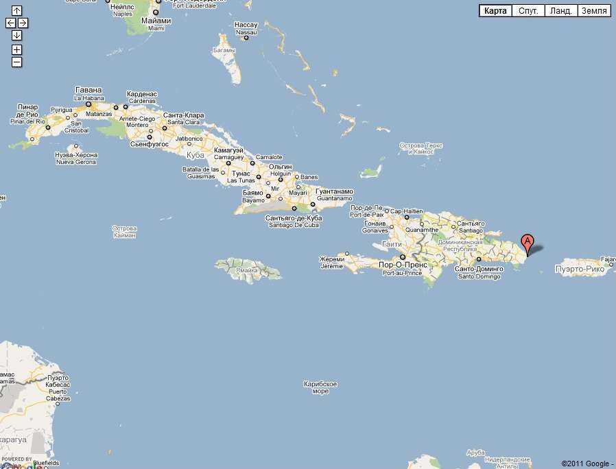 Карта карибских островов с городами и курортами
