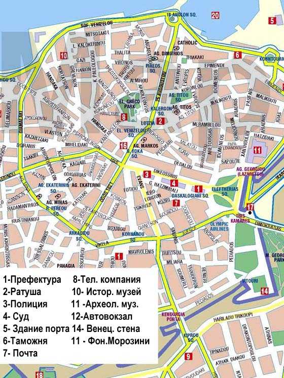 Географическая карта ираклиона на русском языке. город ираклион на карте греции. карта ираклиона – печатный вариант