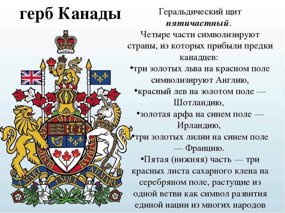На этой странице Вы можете ознакомится с гербом Канады, посмотреть его фото и описание