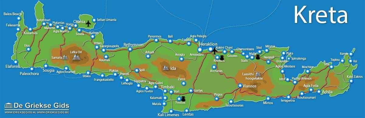 Карта крита на русском языке с курортами. остров крит на карте — туристер.ру