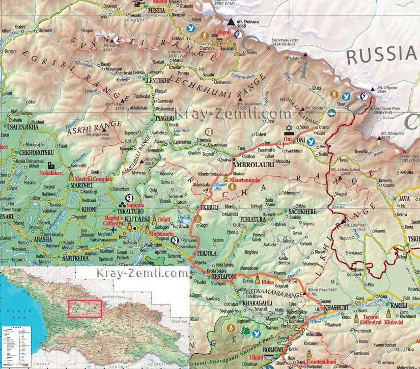 Подробная карта грузии