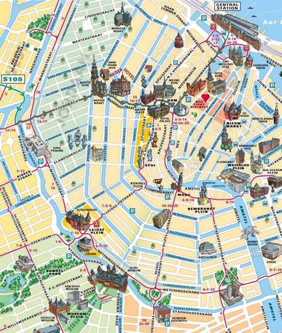 Амстердам на карте мира на русском языке, где находится онлайн