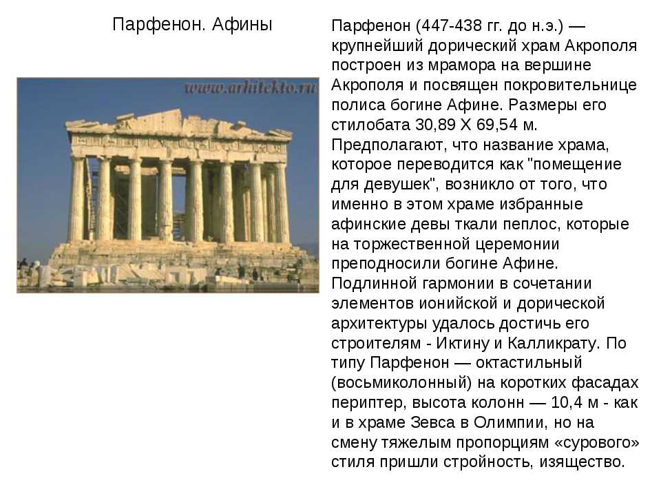 Храм парфенон в афинах