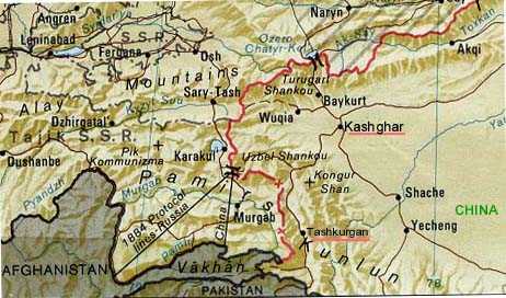Подробная карта Кашгара на русском языке с отмеченными достопримечательностями города Кашгар со спутника