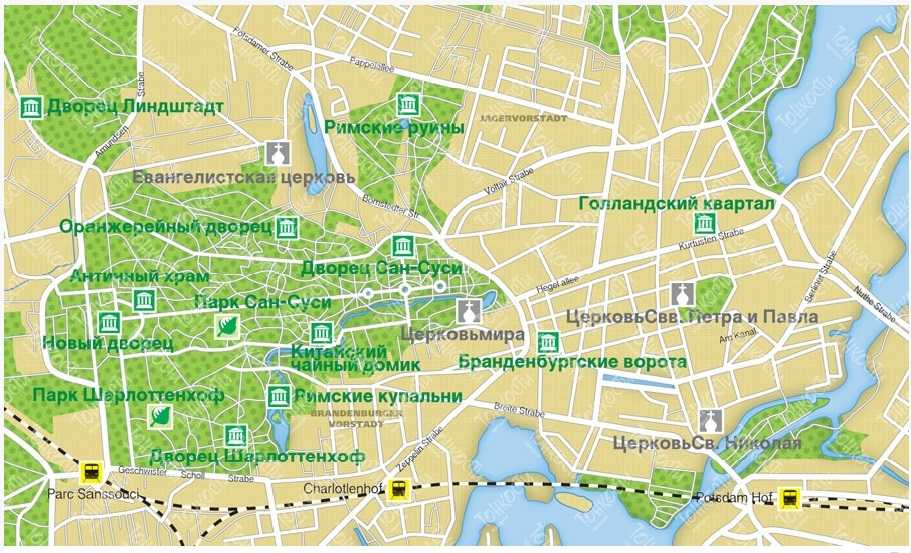 Карты потсдам (германия). подробная карта потсдам на русском языке с отелями и достопримечательностями