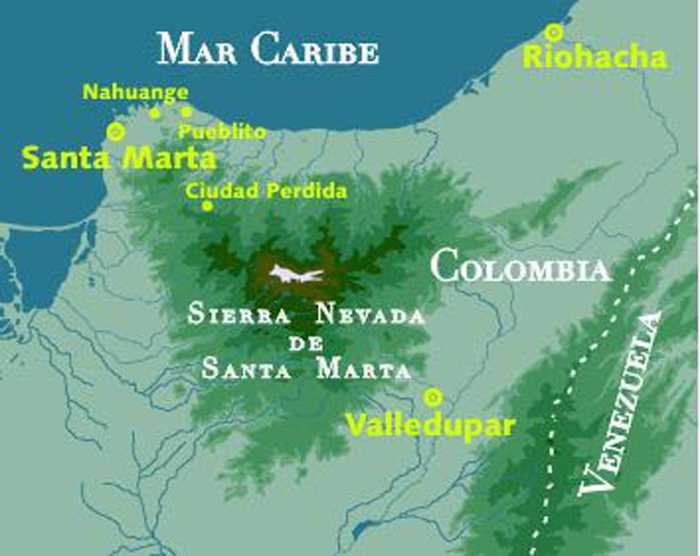 Узнай где находится Сьюдад-Пердида на карте Колумбии (С описанием и фотографиями) Сьюдад-Пердида со спутника