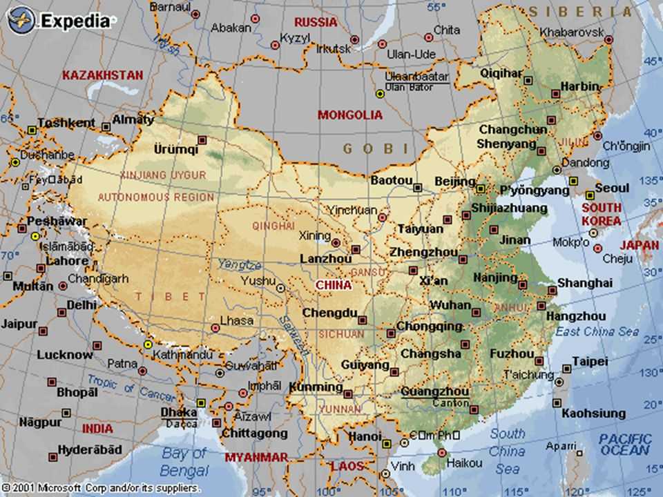 Подробная карта Цзинаня на русском языке с отмеченными достопримечательностями города Цзинань со спутника