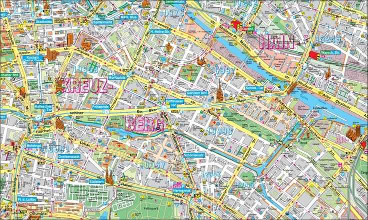 Подробная карта берлина на русском языке, карта берлина с достопримечательностями и отелями