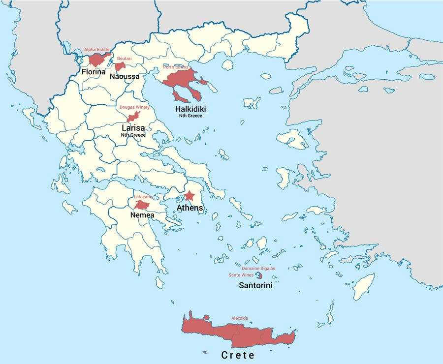 Карта стран греция