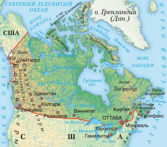 Карта канады с границами