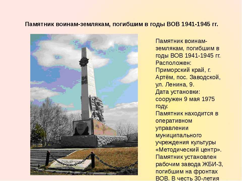 Памятники великой отечественной войны