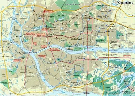 Подробные карты гуанчжоу | детальные печатные карты гуанчжоу высокого разрешения с возможностью скачать