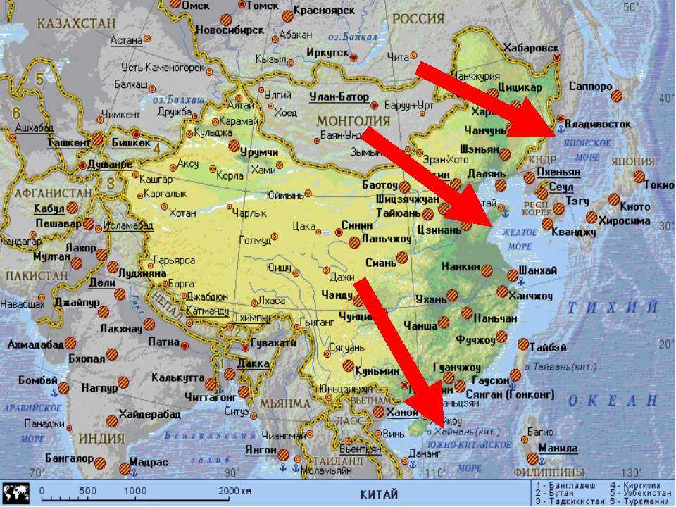 Подробная карта китая на русском языке с городами и провинциями (сезон 2021)