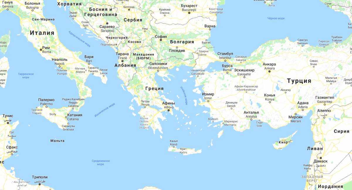 Какое море в греции