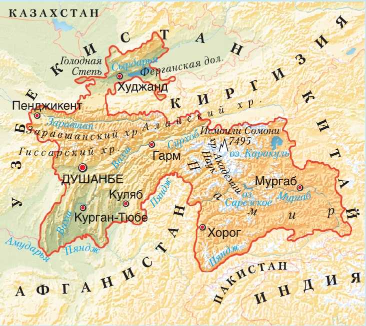 Памир на карте — карта россии