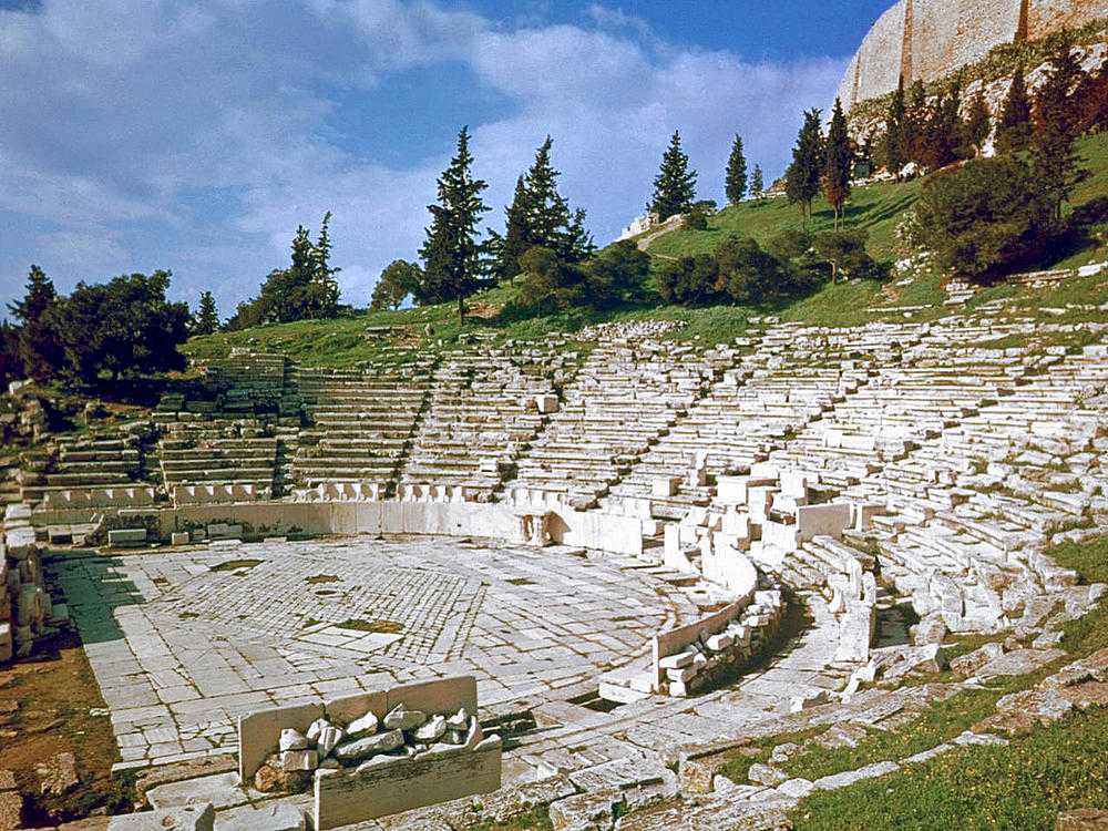 Театр диониса в афинах   / чертежи архитектурных памятников, сооружений и объектов - наглядная история архитектуры и стилей
