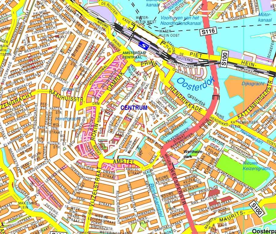 Карта амстердама, нидерланды