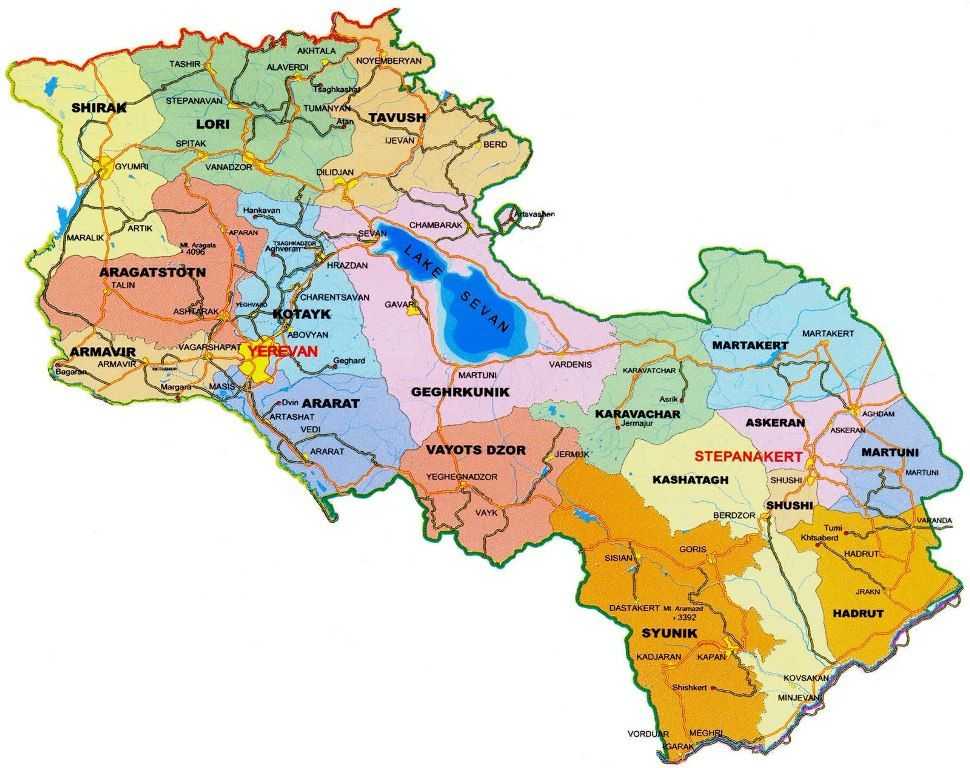 Армения на карте мира (карта армении на русском языке)